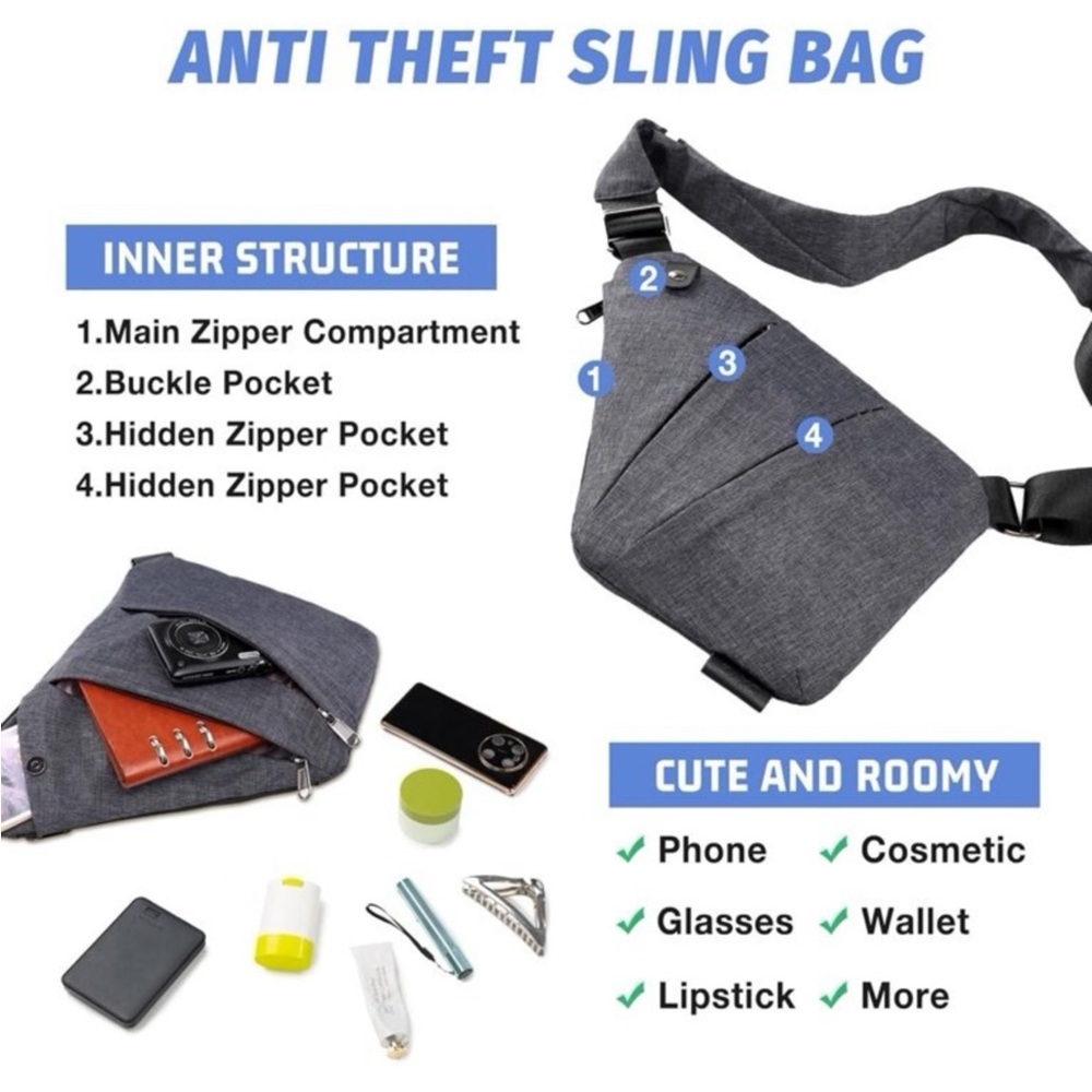 Anti theft Crossbody Bag - Picture 3 of 7